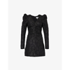 Ganni Mini Dress Jacquard In Black