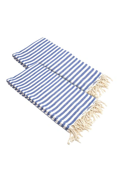 Linum Home Textiles Set Of 2 Fun In The Sun Turkish Cotton Pestemal Beach Towels In Ocean Blue