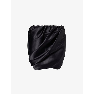 Ganni Womens Black Puffed-hem Stretch-recycled Polyester Mini Skirt