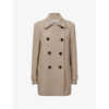 Reiss Womens Stone Maisie Short Double-breasted Woven Coat