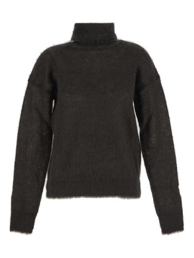 Saint Laurent Turtleneck Long In Grey