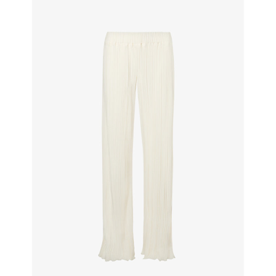 4th & Reckless Plisse Wide Leg Pants In Cream - Part Of A Set-white