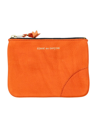 Comme Des Garçons Wallet Logo Printed Zip In Orange