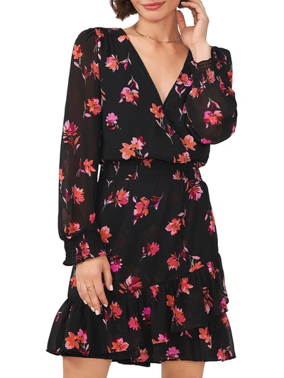 Vince Camuto Womens Smocked Mini Fit & Flare Dress In Multi