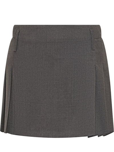 Ambush Pleated Mini Skirt In Grey
