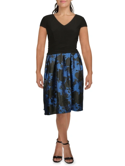 Slny Plus Womens Floral Print Midi Cocktail And Party Dress In Black