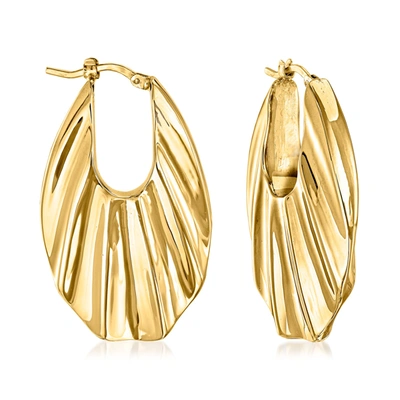 Ross-simons Italian 18kt Yellow Gold Ribbed Hoop Earrings