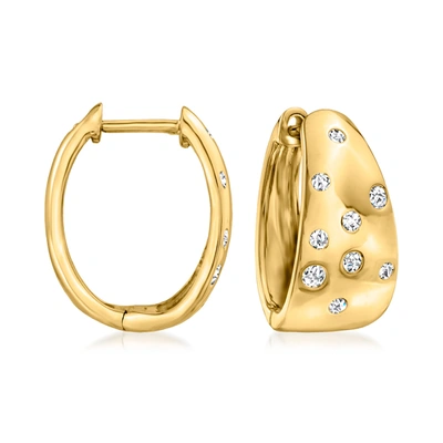 Ross-simons Scattered Diamond Hoop Earrings In 18kt Yellow Gold In Silver