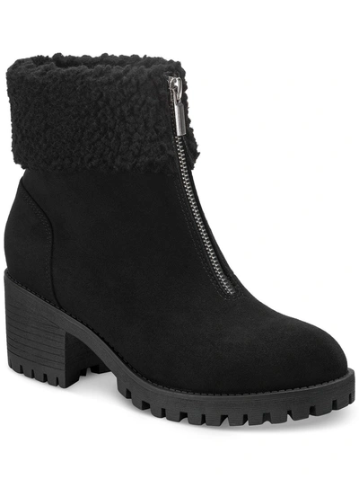 Style & Co Biancaa Womens Faux Suede Lug Sole Booties In Black