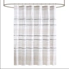 Home Outfitters Off White/gray 100% Cotton Printed Shower Curtain With Trims 72" W X 72" L, Shower Curtain For Bathr