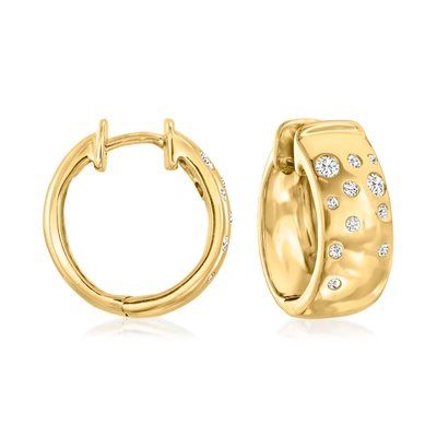 Ross-simons Scattered-diamond Hoop Earrings In 18kt Yellow Gold