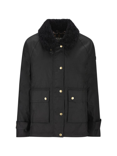 Barbour Collared Button In Black