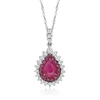 Ross-simons Ruby And . Diamond Pendant Necklace In 14kt White Gold In Pink