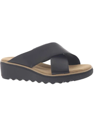 Clarks Jillian Gem Womens Leather Open Toe Platform Sandals In Black