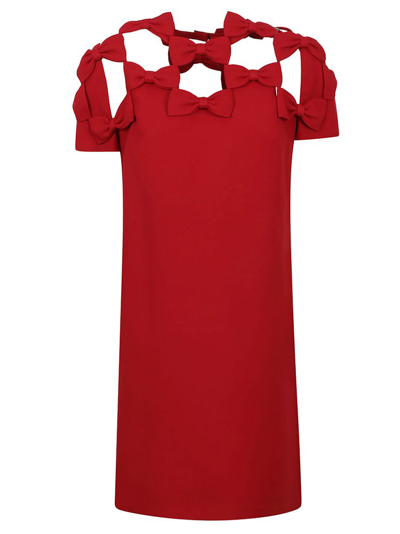 Valentino Bow Cut-out Minidress In Red