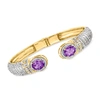 Ross-simons Amethyst And White Topaz Cuff Bracelet In 18kt Gold Over Sterling In Purple