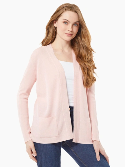 Jones New York Open Front Ribbed Icon Cardigan In Pink