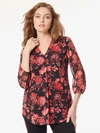 Jones New York Chiffon V-neck Kelly Blouse In Multi