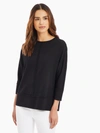 Jones New York Women's Petite Serenity Knit 3/4 Sleeve Tunic Top In Black
