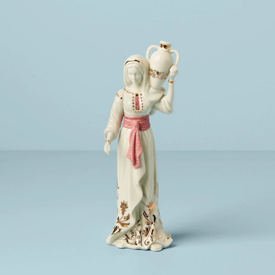 Lenox First Blessing Nativity Woman & Water Jug Figurine In Ivory With Color Jewel Tone And Gold Acc