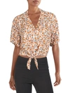 SELF E WOMENS CROPPED TIE FRONT BUTTON-DOWN TOP