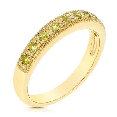 Vir Jewels 1/4 Cttw Yellow Sapphire Wedding Band Yellow Gold Plated Over Silver Milgrain In Green