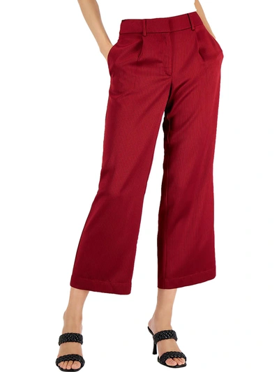 Alfani Womens Striped Pleated Wide Leg Pants In Red
