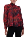 Bcbgmaxazria Printed Mock Neck Top In Red