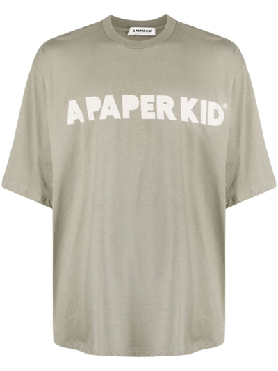 A Paper Kid Logo-print Cotton T-shirt In Green