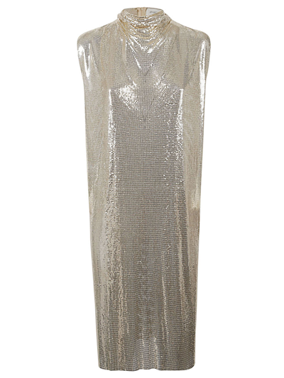 Sportmax Metallic Mesh Dress With Cut Out In Gold