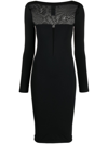Wolford Venus Tulle-panelled Jersey Dress In Black