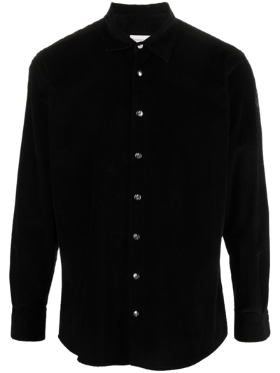 Moncler Corduroy Logo-patch Sleeve Shirt In Black
