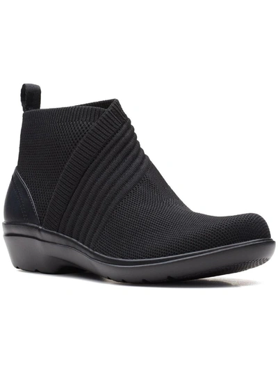 Clarks Sashlyn Mid Womens Knit Cushioned Ankle Boots In Black