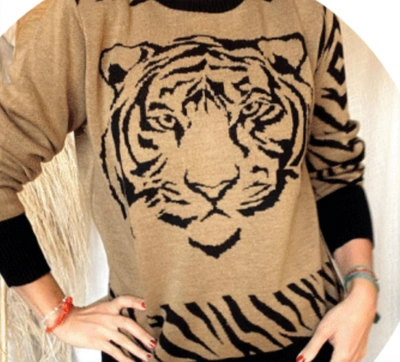 The Tellier Tiger Sweater In Beige