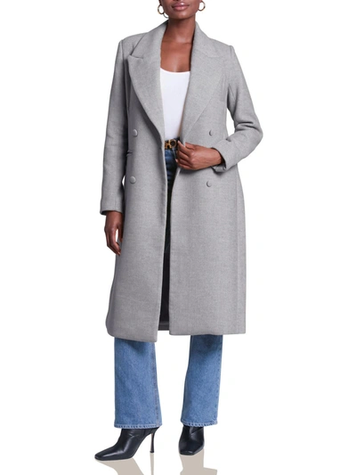 Avec Les Filles Womens Wool Blend Double-breasted Wool Coat In Grey