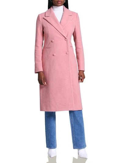 Avec Les Filles Womens Wool Blend Double-breasted Wool Coat In Pink