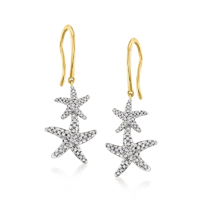 Ross-simons Diamond Starfish Drop Earrings In 18kt Gold Over Sterling In Silver
