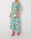 Saloni Emmy Dress In Delemare Teal In Multi