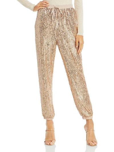 Aqua Womens Sequined Polyester Jogger Pants In Beige