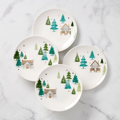 Lenox Balsam Lane 4-piece Accent Plate Set In Green And Ivory