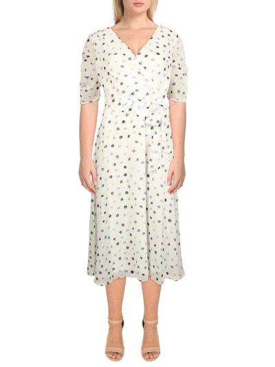 Dkny Womens Dotted Long Midi Dress In White