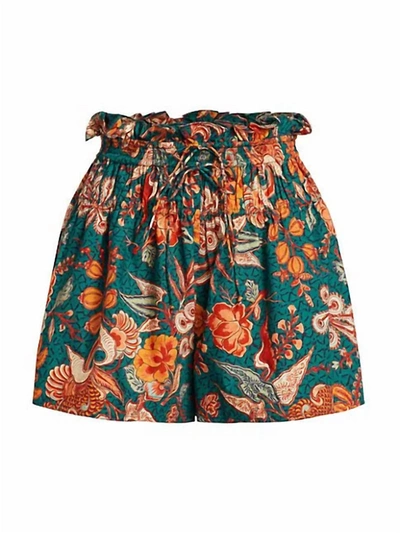 Ulla Johnson Rylan Cotton Taffeta Wide-leg Paperbag Shorts In Multi