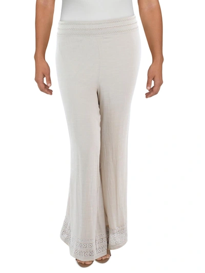 Jm Collection Plus Womens Woven Wide-leg Palazzo Pants In White