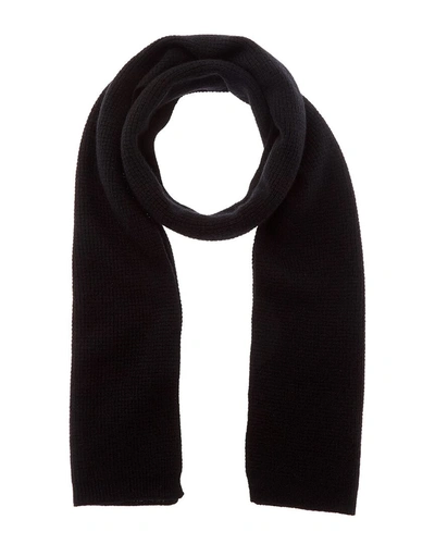 Amicale Cashmere Waffle Stitch Cashmere Scarf In Black