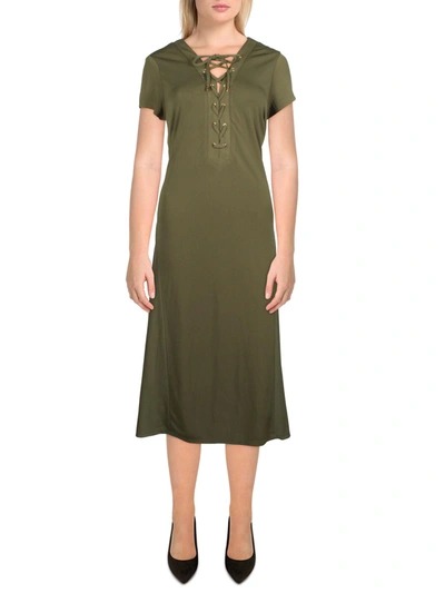 Lauren Ralph Lauren Womens Cap Sleeve Long Maxi Dress In Green