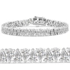Pompeii3 10ct Pear Shape Diamond Tennis Bracelet Wide 21.9g 14k White Gold Lab Grown In Silver