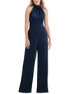 After Six Dessy Collection High-neck Open-back Jumpsuit With Scarf Tie In Blue