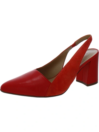 Naturalizer Hannie Womens Leather Pointed Toe Slingback Heels In Red