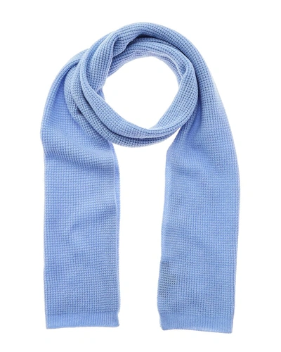 Amicale Cashmere Waffle Stitch Cashmere Scarf In Blue