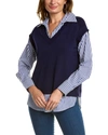 Jones New York Sweater Vest Combo Shirt In Blue